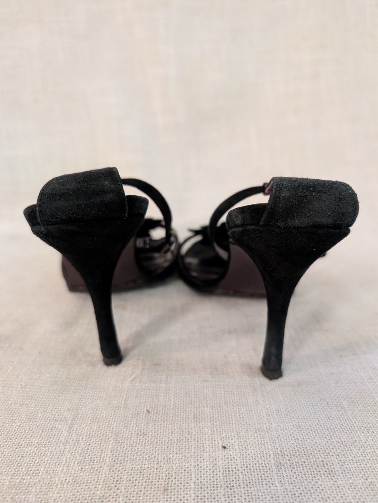 Via Spiga Heels Black Strappy Flower Studded Size 7 M