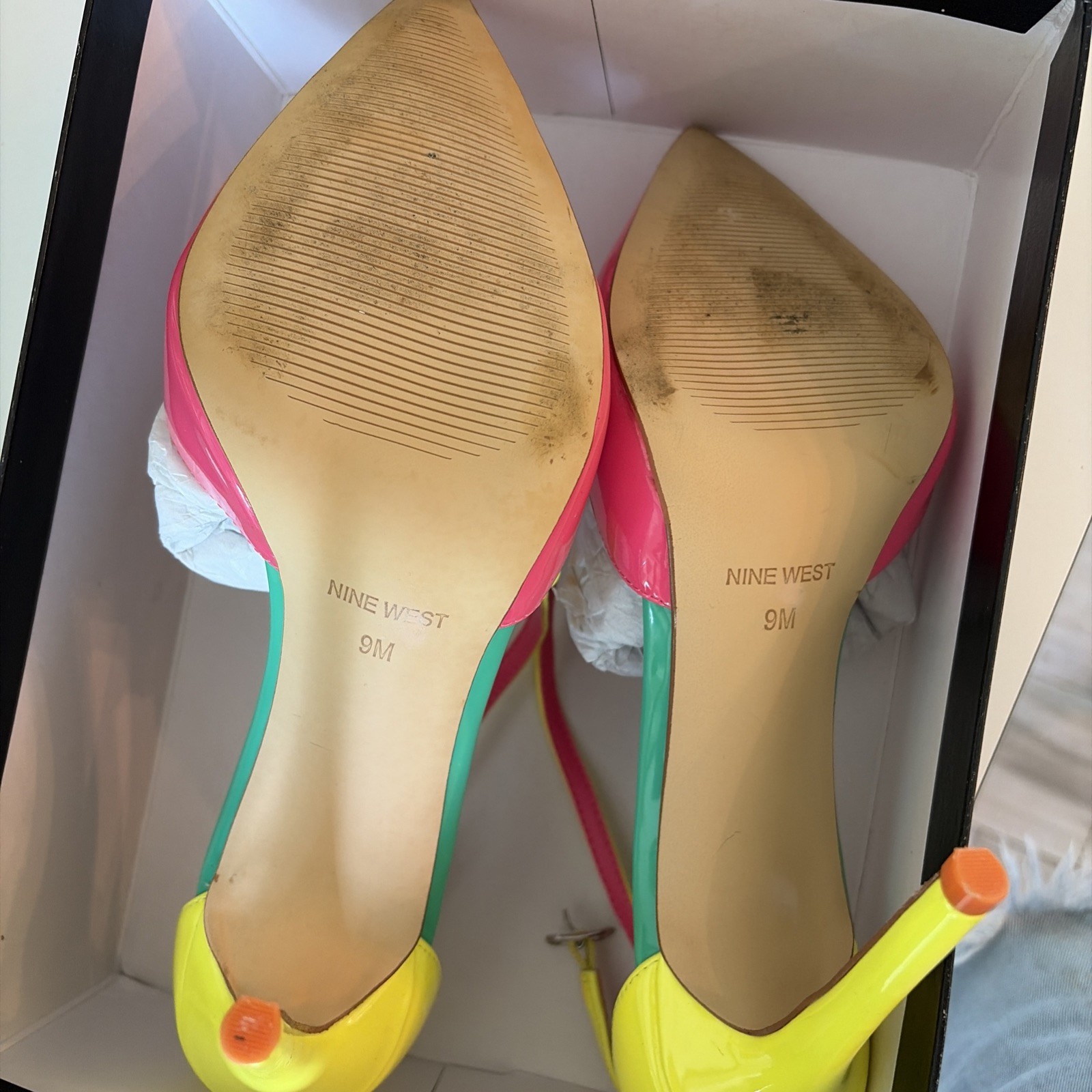 Nine West Medium Pink And Yellow Heels Size 9M