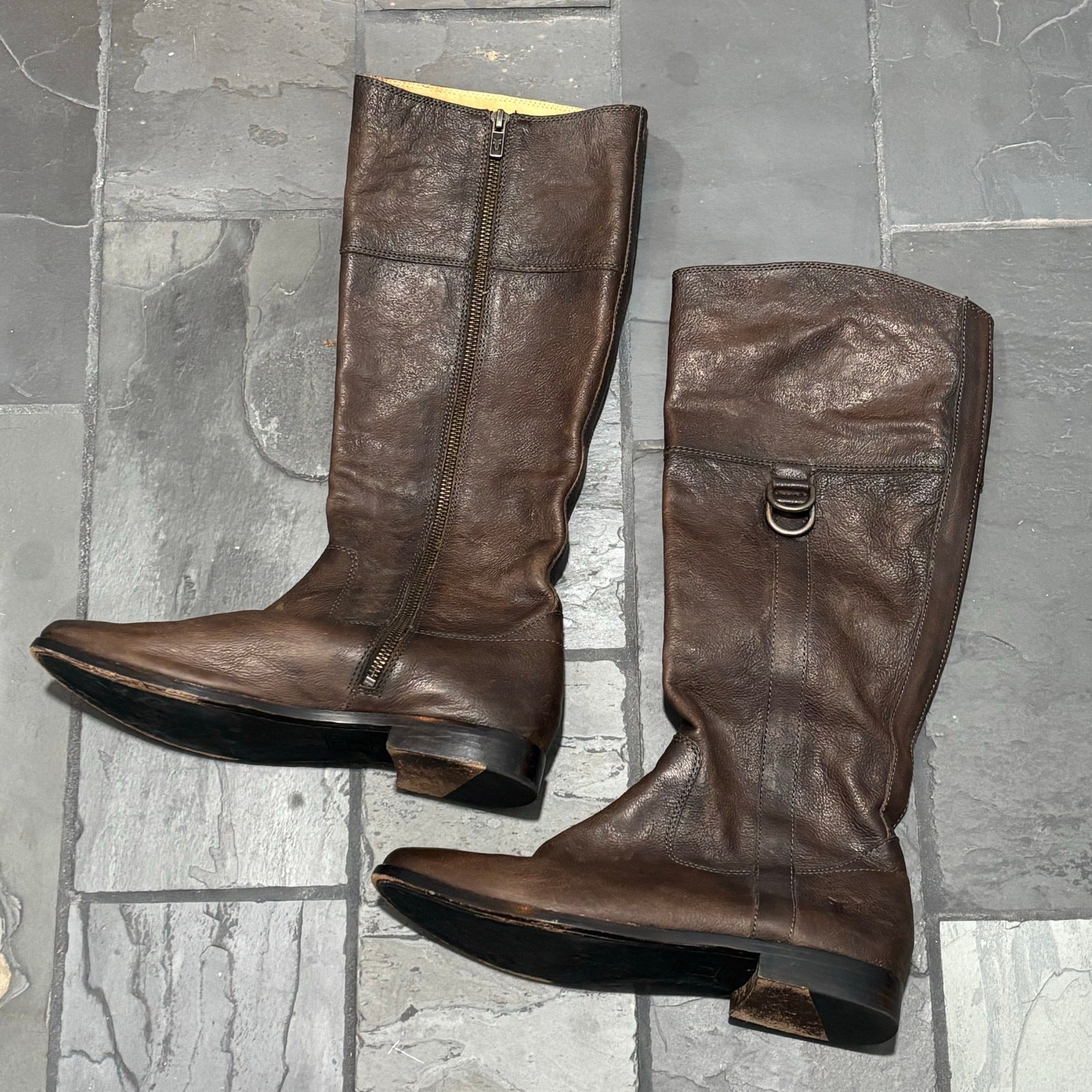 Frye Anna D Ring Brown Leather Knee High Boots – size 9.5M