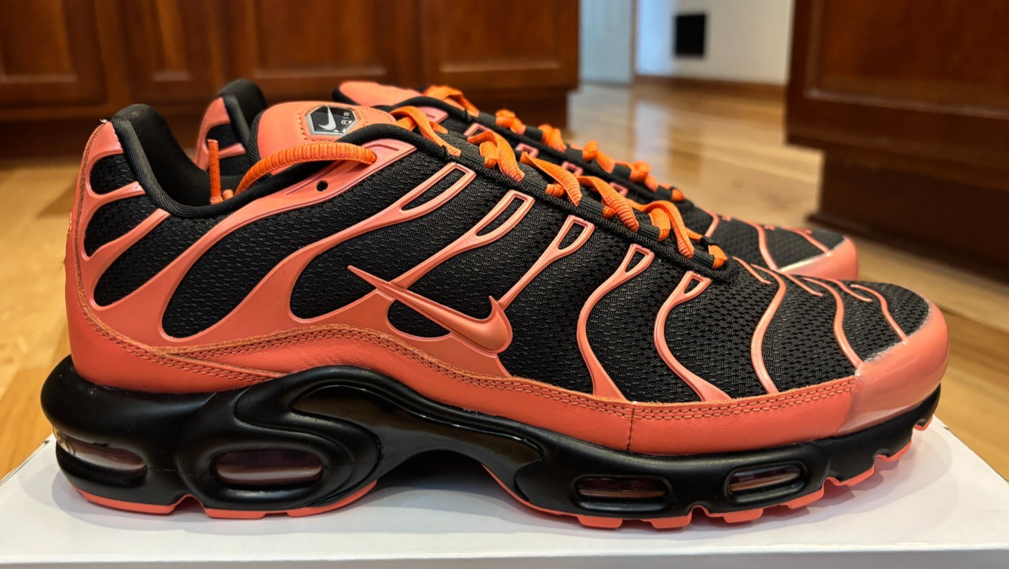 Nike By You Air Max Plus Black Orange HF0665 900 Women’s Size 13 Men’s 11.5
