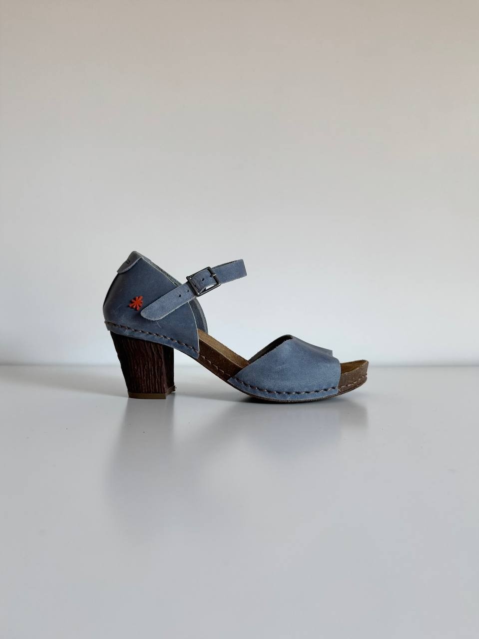 The Art Company Leather Sandals EU 37 Blue Ankle Strap Block Heel Comfort Shoes