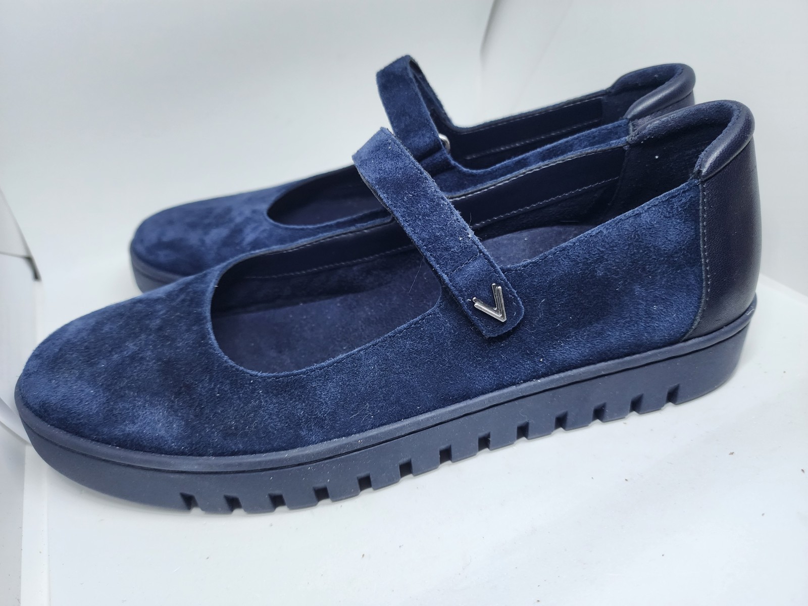 Vionic Uptown Mary Jane Shoes Blue Suede Comfort Preppy Academia EU 39 US 8.5