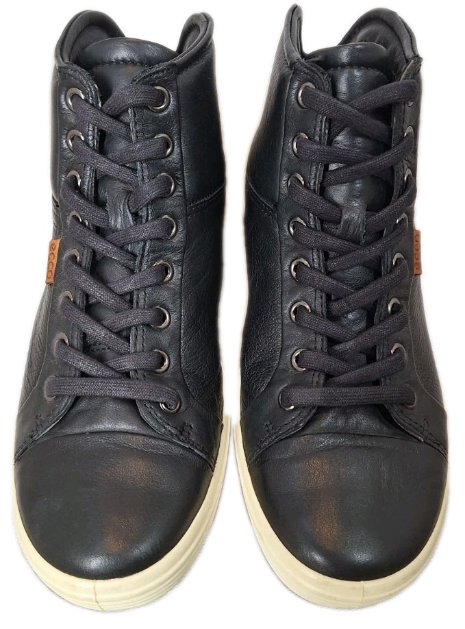 ECCO SOFT Women’s High-Top Sneaker Trainers Black Leather Booties Sz 35/US 4-4.5