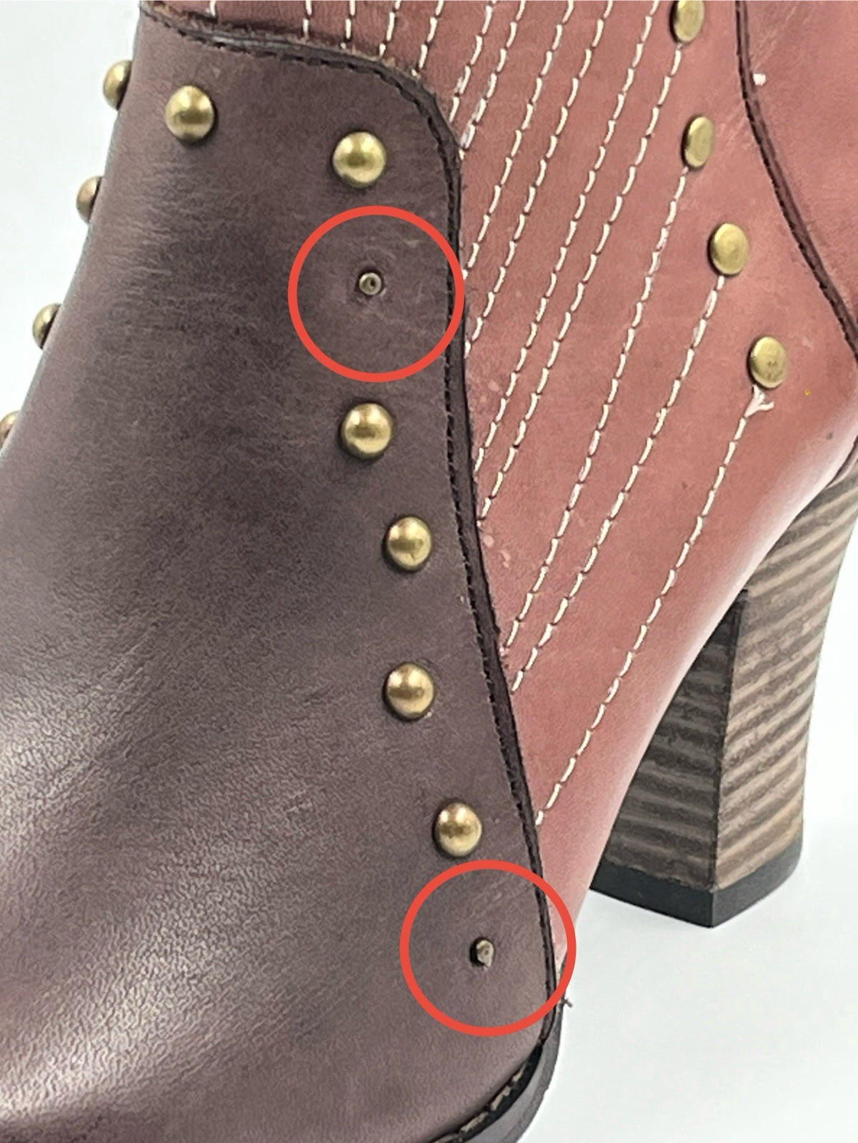 L’artiste Spring Step Quiddity Studded Brown Leather Mid Calf Heeled Boots Sz 6M