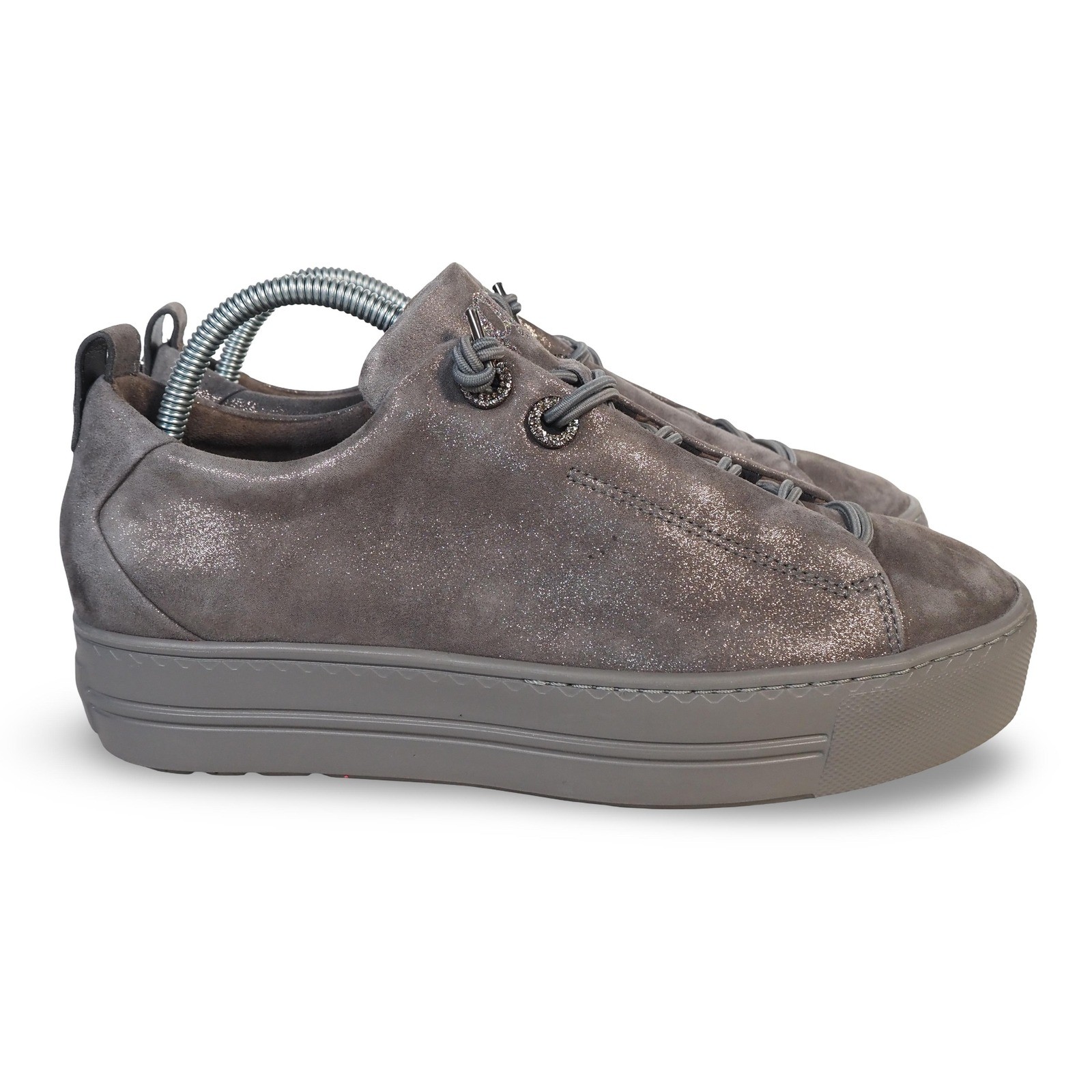 Paul Green Emely Platform Shimmer Sneakers Womens 7 UK 4.5 Iron Grey Metallic
