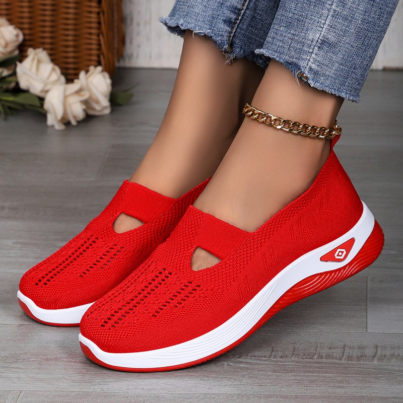 Women’s casual shoes, fly woven breathable shallow mouth cloth shoes lightweight