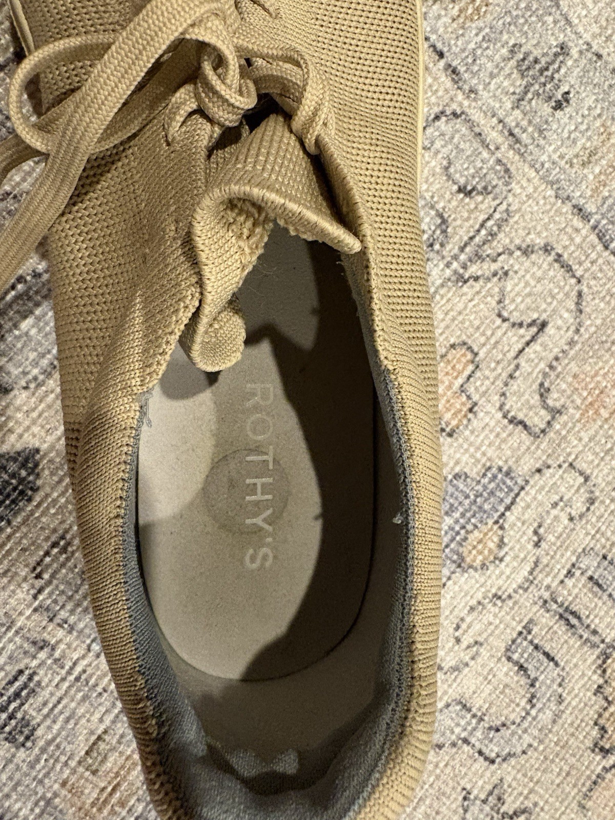Rothy’s Knit Lace-Up Sneakers Beige/Tan – Good Used Condition – $42.99 size 13