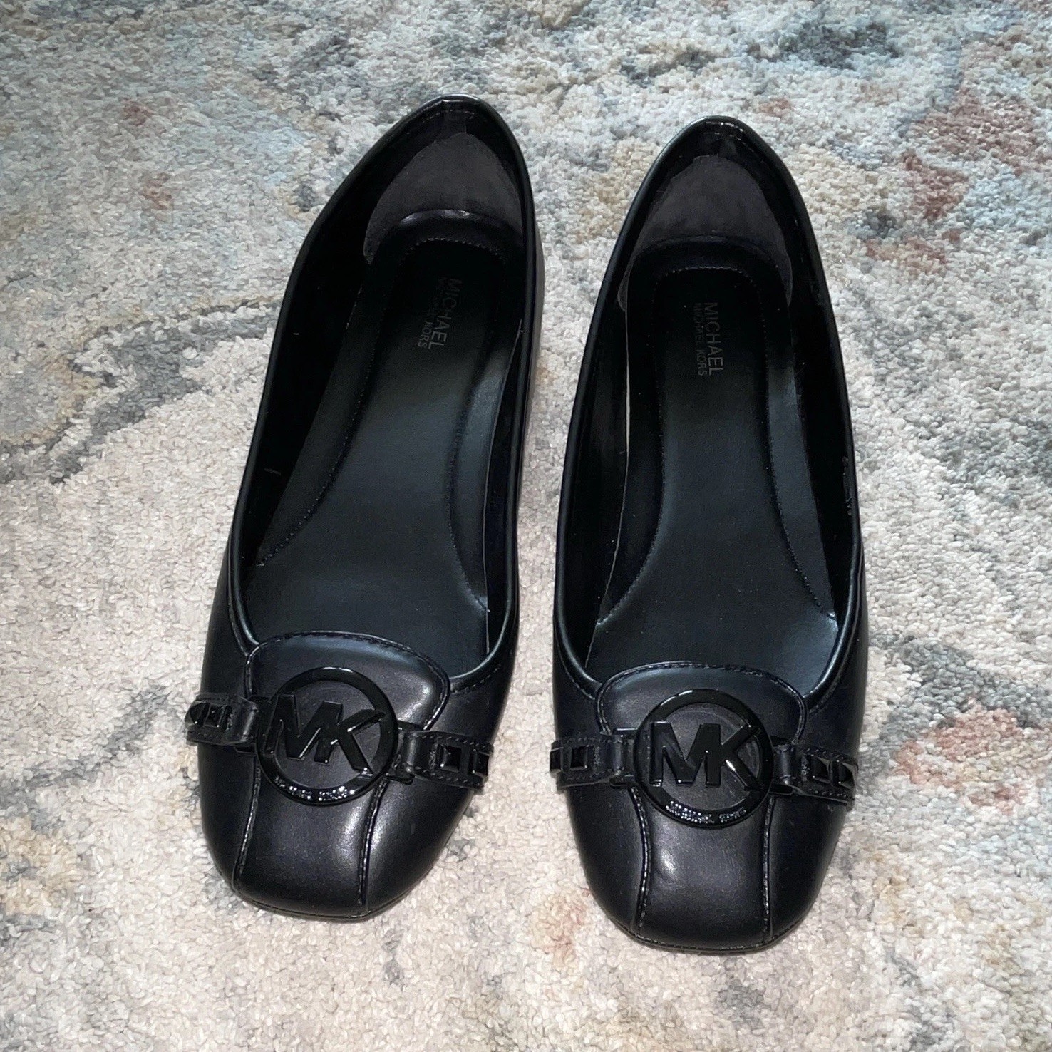 Michael Kors Women’s Black Patent Leather Logo Ballet Flats Slip-On Comfort 10M