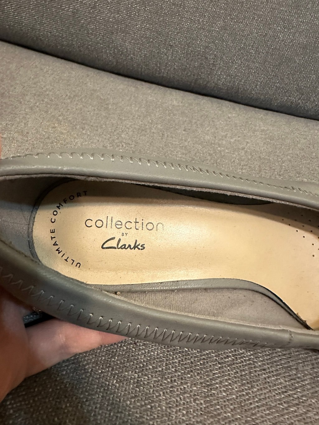Clarks Ultimate Comfort Grey Kitten Heel Pumps Size 7.5 Formal Business Workwear