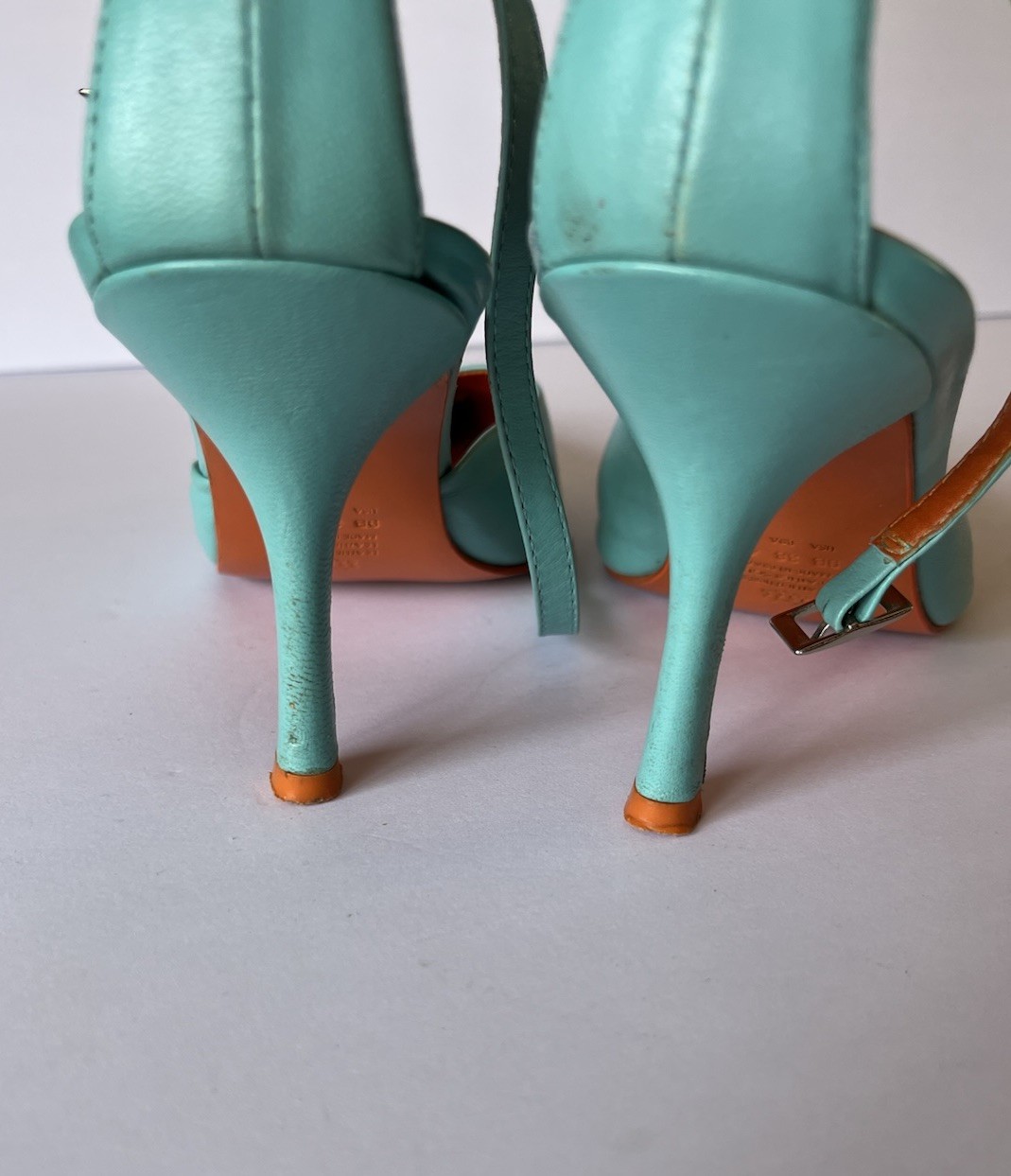 Anthropologie Schutz Women’s Heels Size 9 B Leather Turquoise Made in Brazil