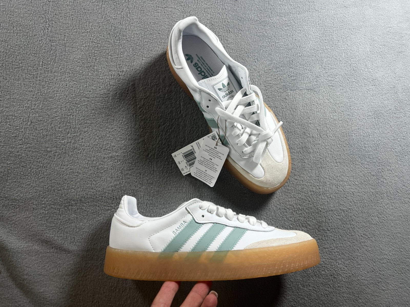 ADIDAS Samba womens 8.5 WHITE mint Gum sneakers Retro Terrace sport shoes JP5609