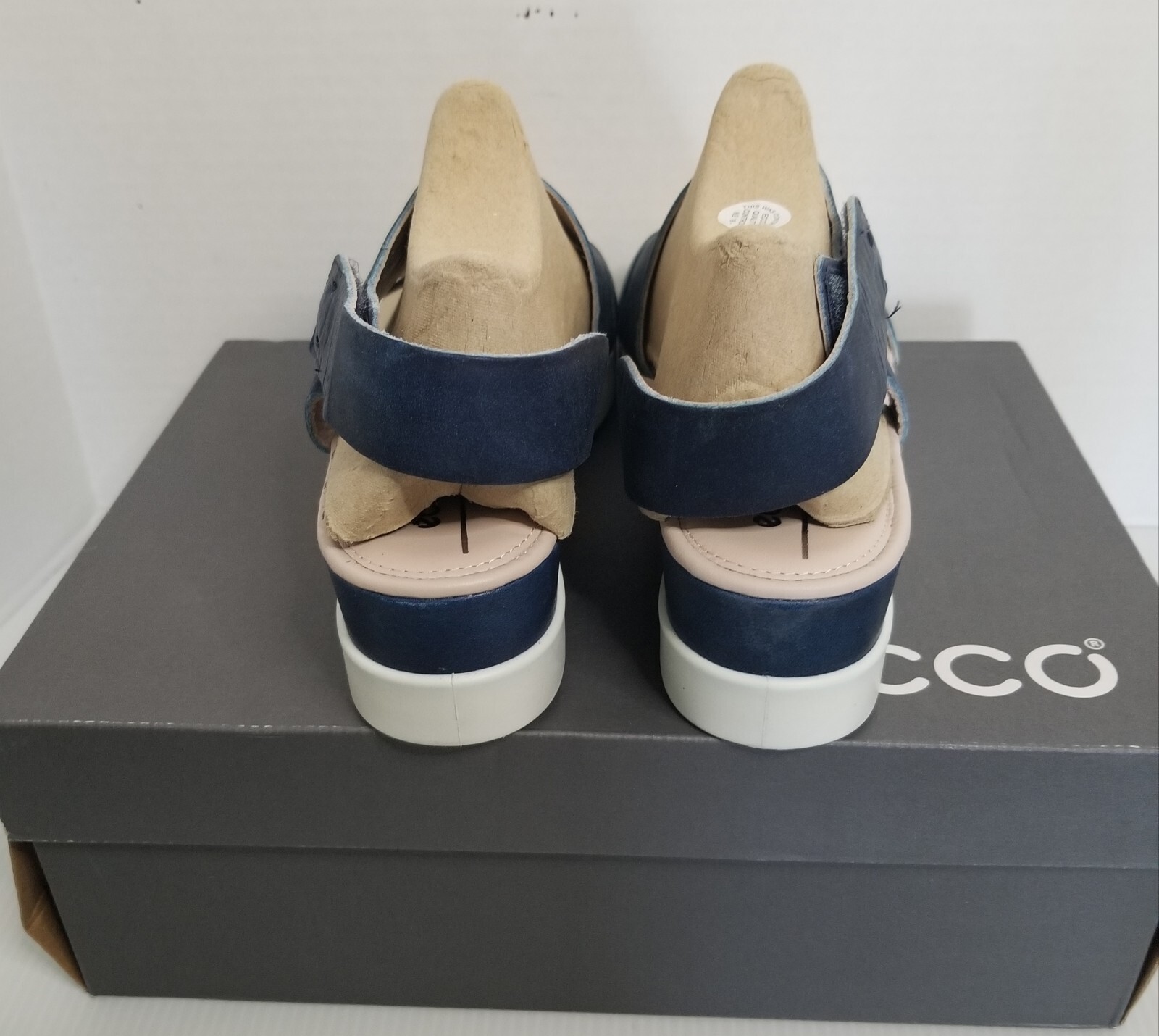 Womens ECCO Touch Sandal Plateau Sz 10-10.5 Indigo New In Box Danish Design