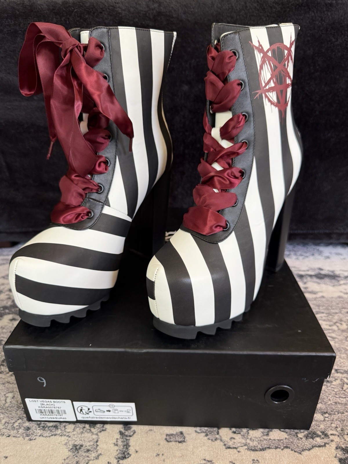 Killstar lost vegas striped boots