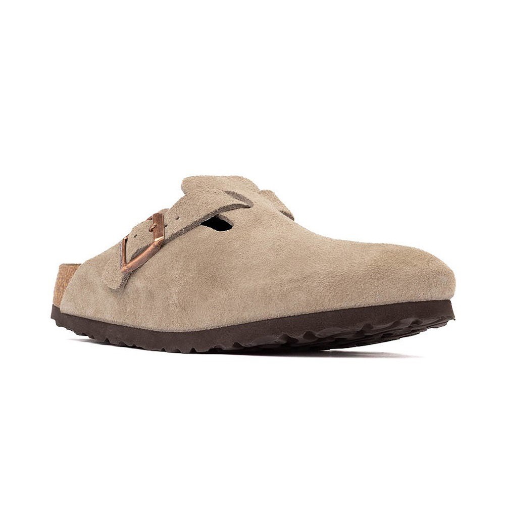 Birkenstock Boston Taupe Classic Suede Soft Footbed Clogs Women’s Shoes