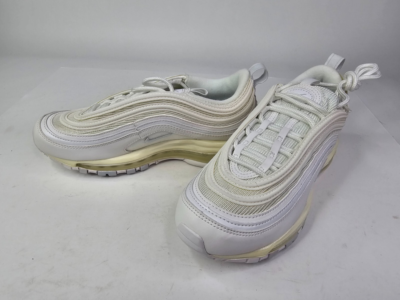 EUC! WMNS NIKE AIR MAX 97 WHITE-WHITE-PURE PLATINUM SZ 6.5 [921733-100]