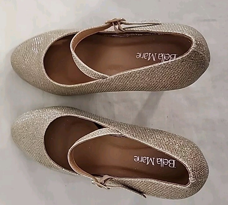 BELLA MARIE BY DND FASHION 3.5IN HEEL HELENA-13 CHAMPGNE GLITTER GOLD SZ 8