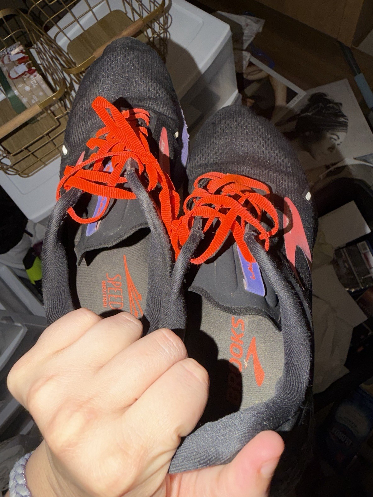 Brooks Speed Men’s Reflective Lace-Up Low Top Running Shoes Black Orange