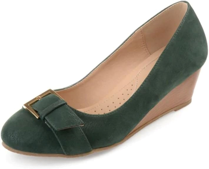 NEW Journee Collection Womens Graysn Comfort Insole SlipOn Round Toe Wedge Green
