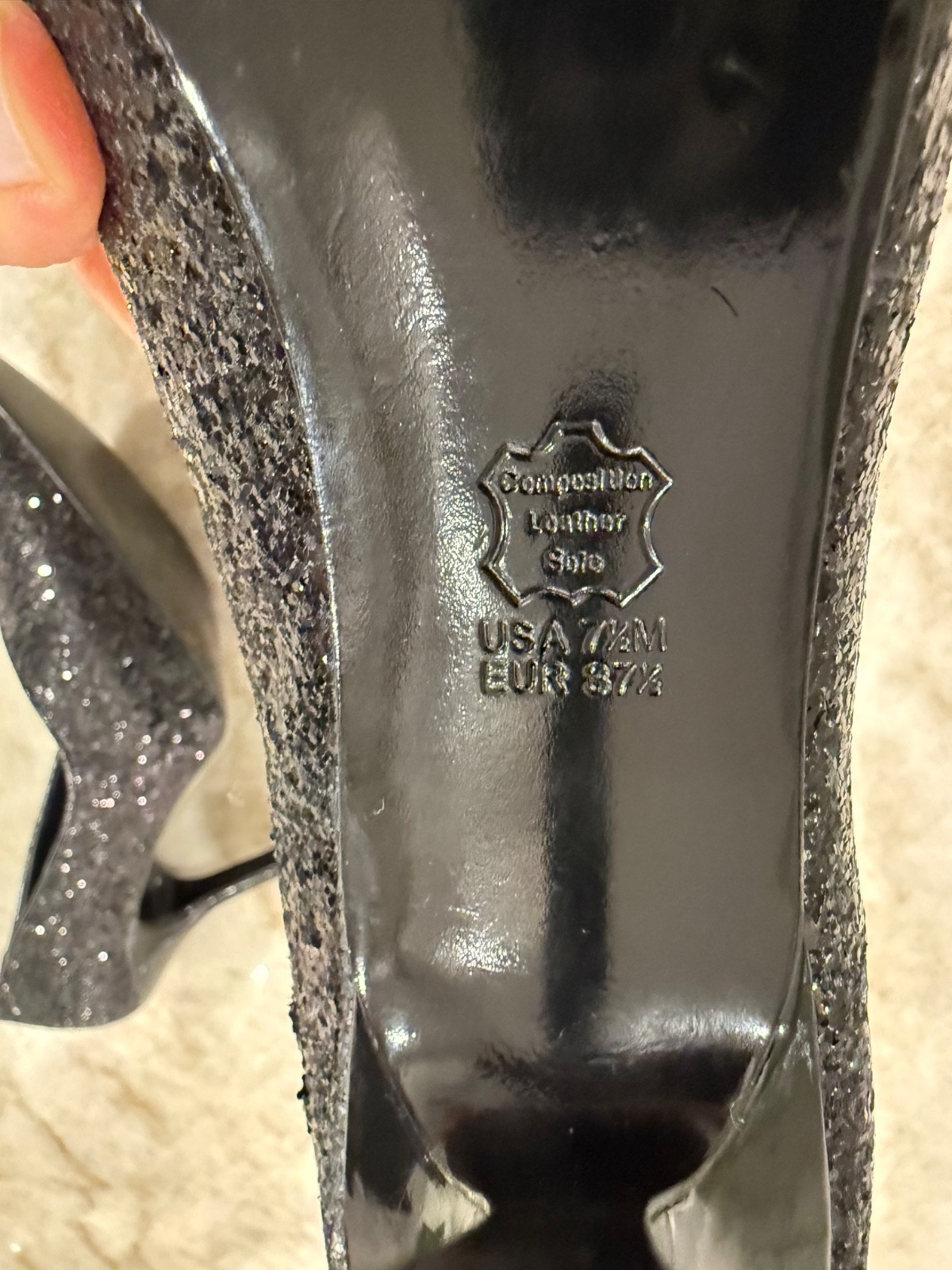 Nina – Black Sparkle Glitter Bling Pumps Maximalism – 4.25″ Heel – Size 7.5M