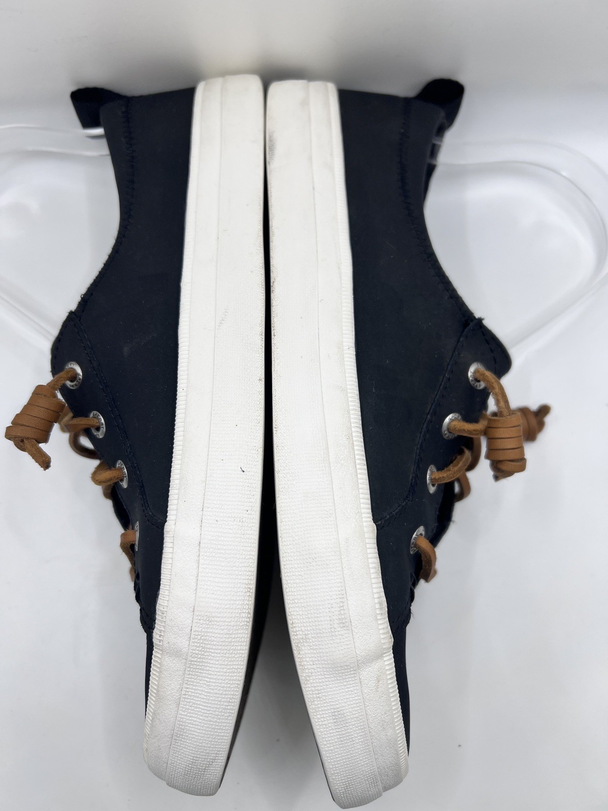 Sperry Pier Wave Dock Siders Women Size 7 Black Canvas Leather STS84642