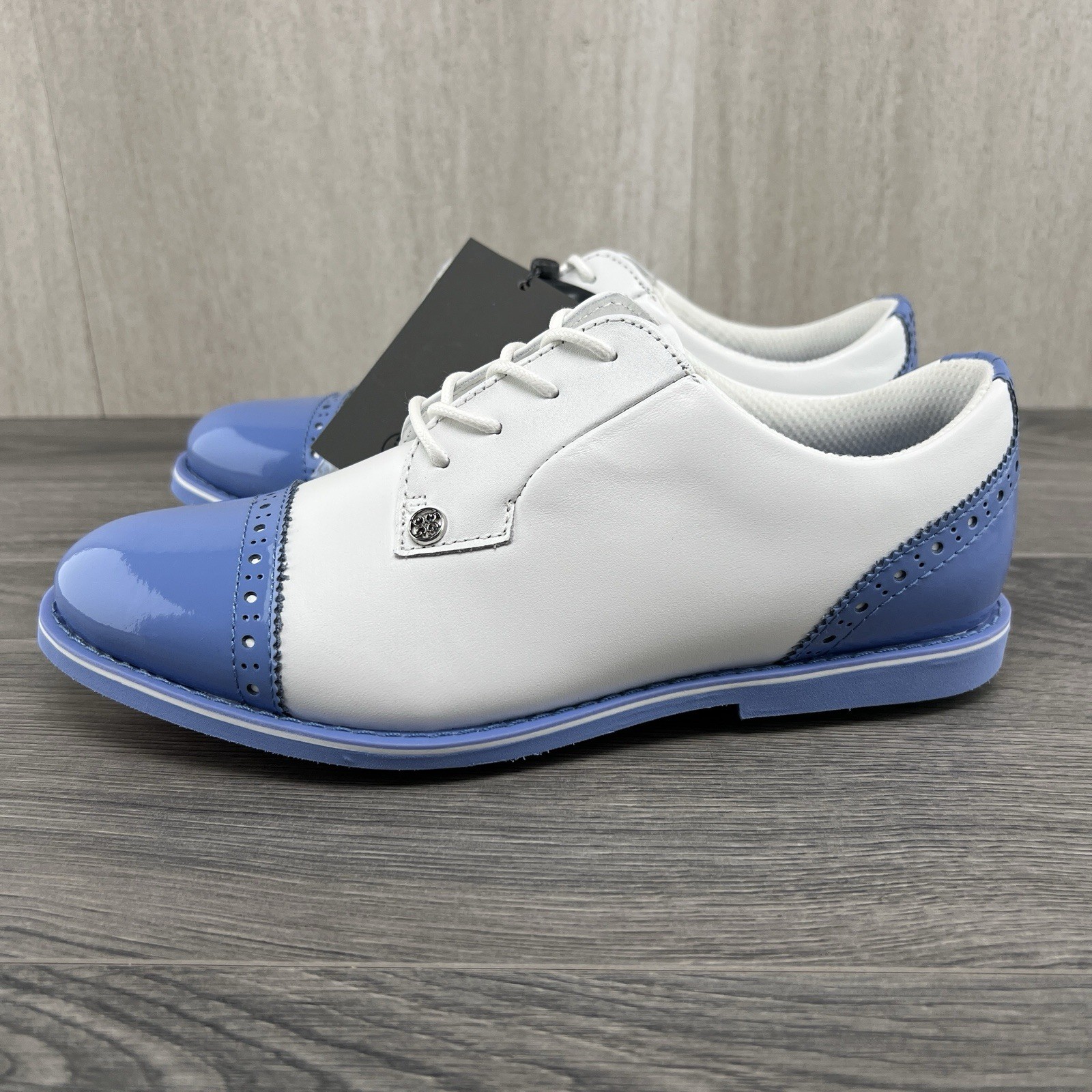 G/Fore Ladies Cap Toe Gallivanter Size 7.5 Womens White Vista Blue Golf Shoes