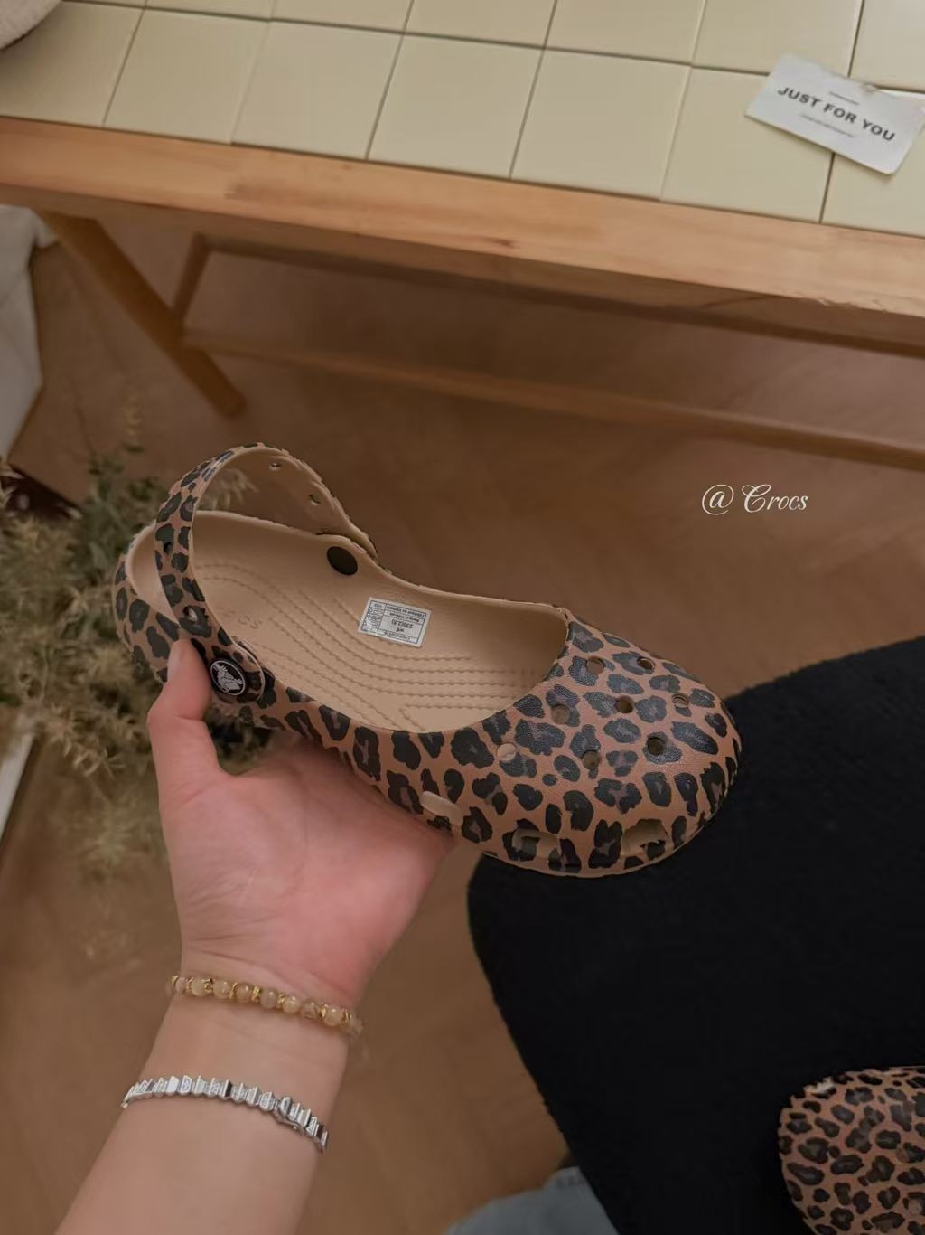 Womens Crocs Leopard Print Ballet Flat Clog Lightweight Casual Comfort Shoes