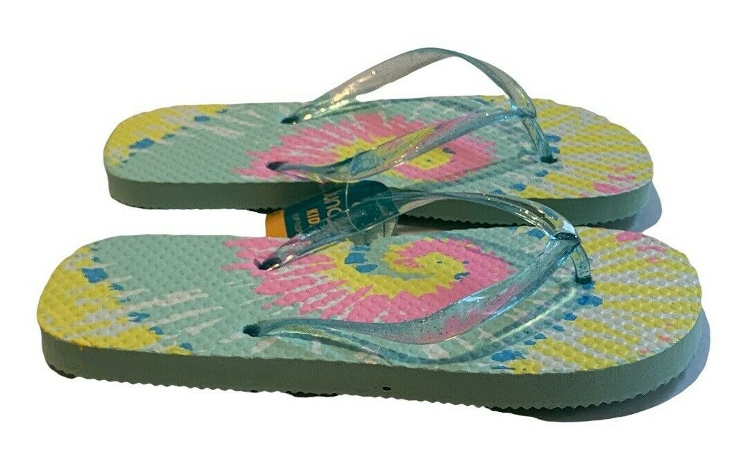 Juncture Kids Flip Flops Thong Sandals Size L 2/3 Outdoor Beach Ty Dye Casual