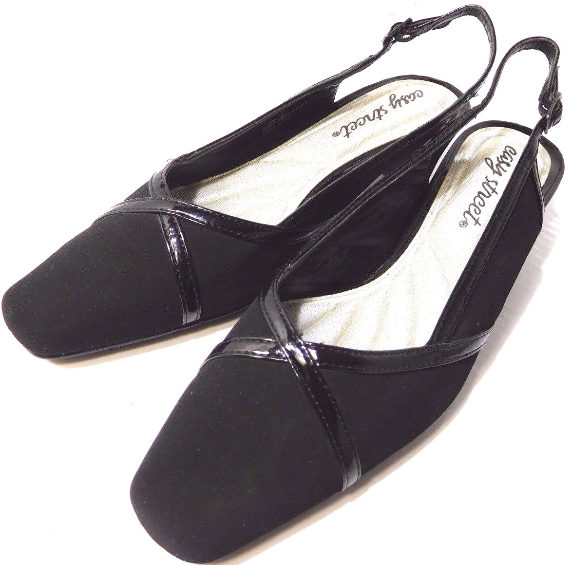Easy Street Taylor Square Toe Synthetic Slingback Heel Black Size Varies NEW