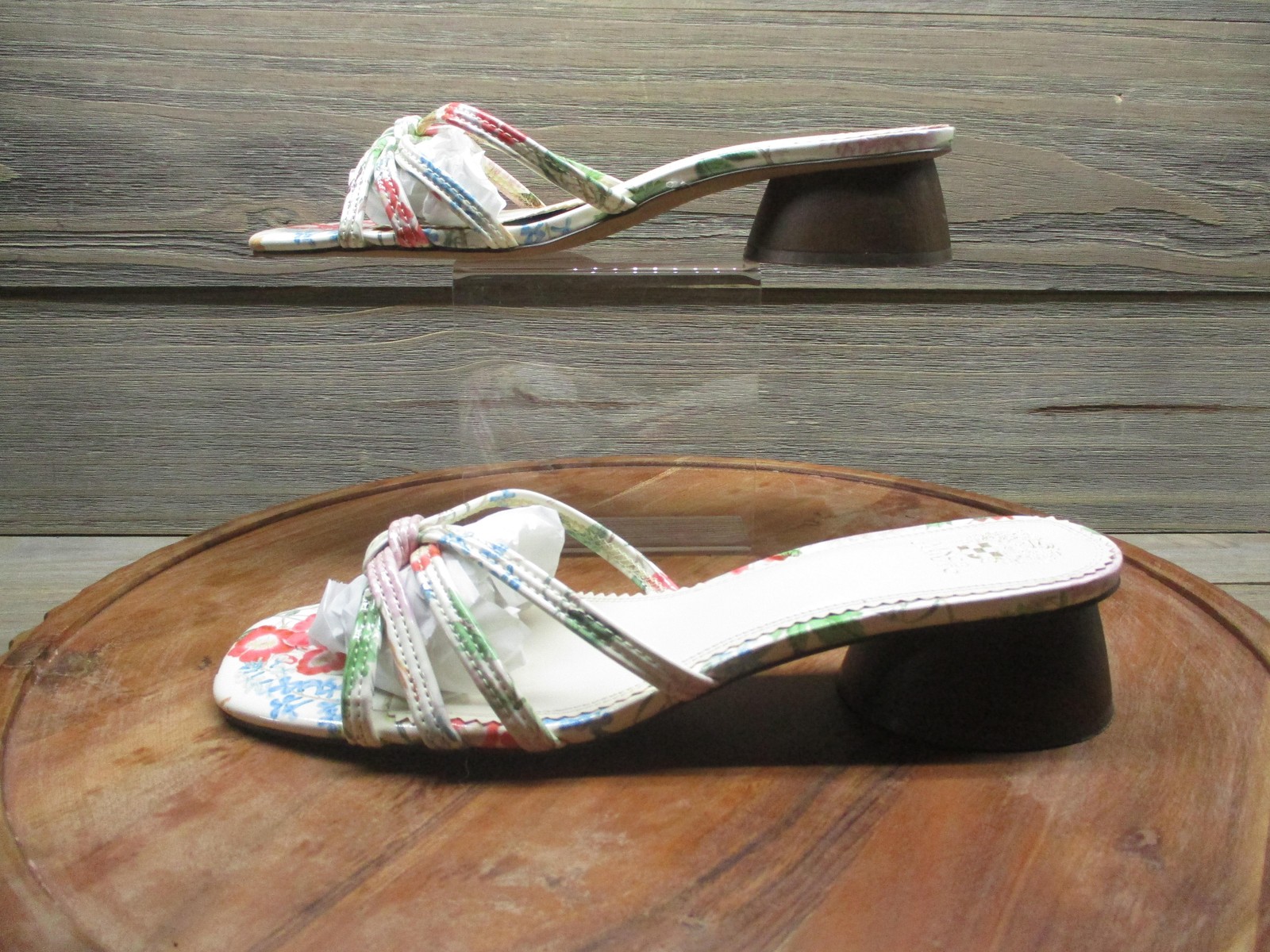 Vince Camuto Sandals Womens Size 11 Multicolor Floral Slide Cone Heel Shoes
