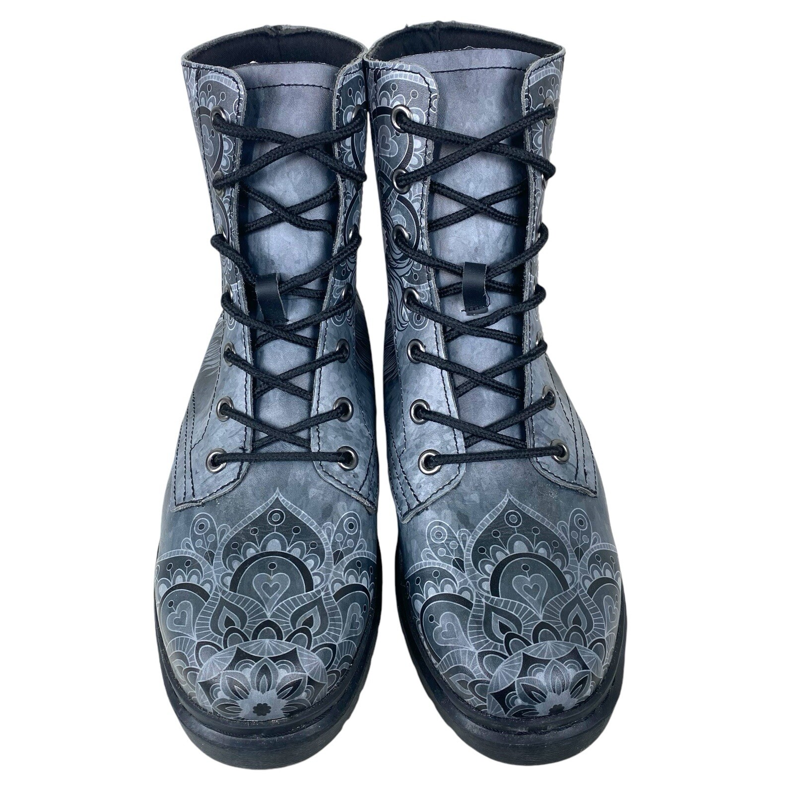 RAAD SHOP GREY LION MANDALA BOOTS UNISEX MEN 9 WOMEN 10.5 PRINTED GRAPHICS 42.5