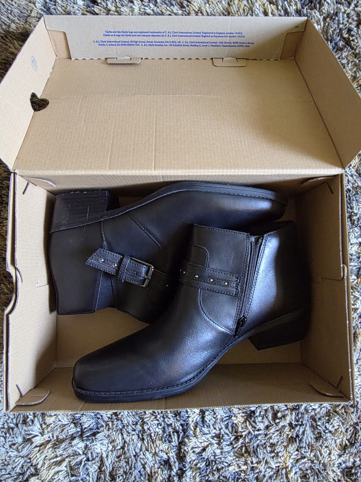 Clarks Womens Block Heel Booties Danyelle Wish Black Sz 10M