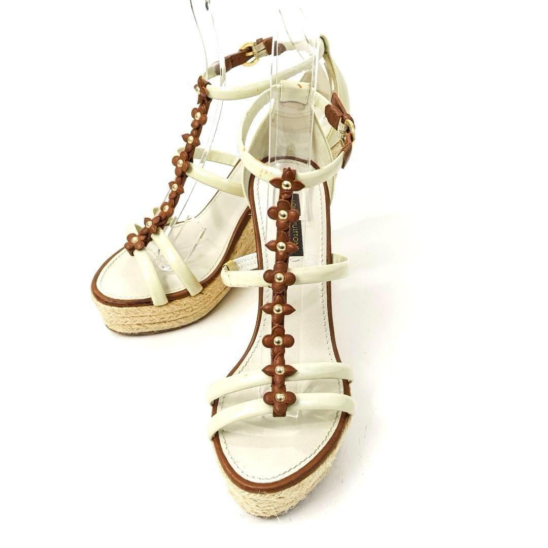 Louis Vuitton Sandals Shoes Monogram Flower EU 37 US 7 Off White Authentic