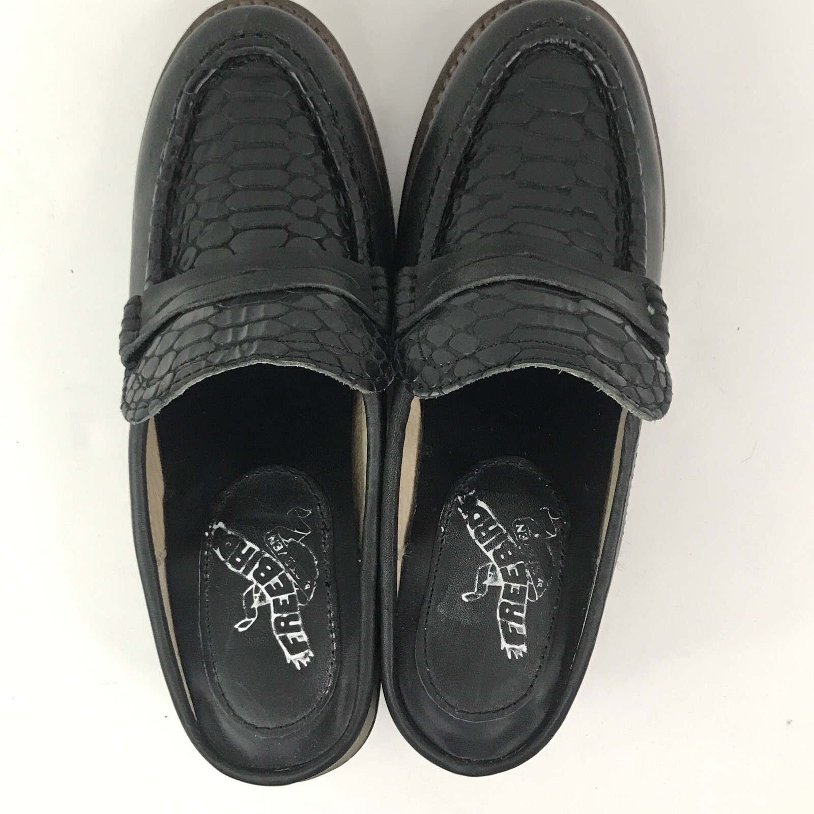 Freebird by Steven Collins Mules Clogs Heels Black Croc Reptile Size 6