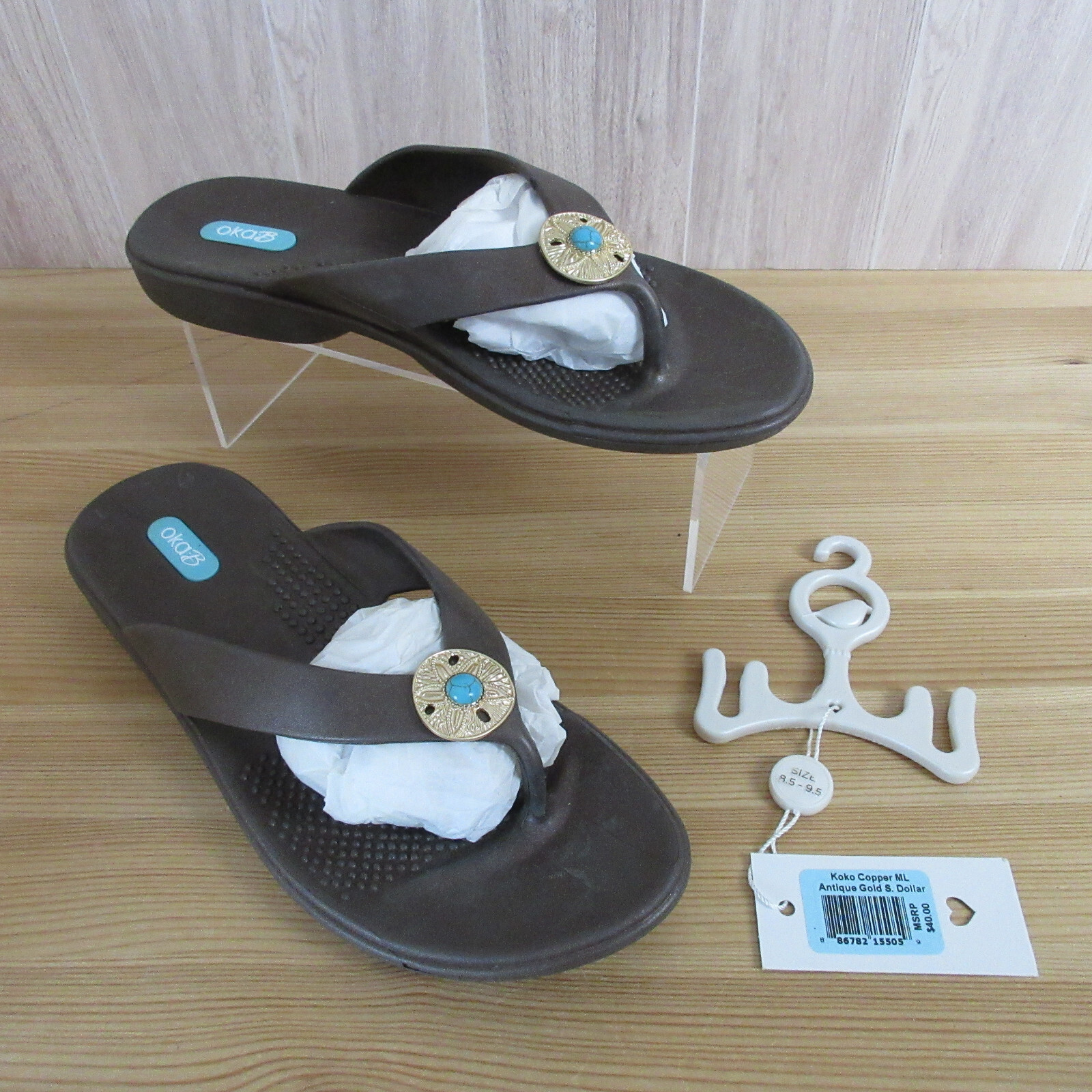 Oka-B Koko Womens size 8.5, 9, 9.5 Flip Flop Beach Sandals Sand Dollar Turquoise