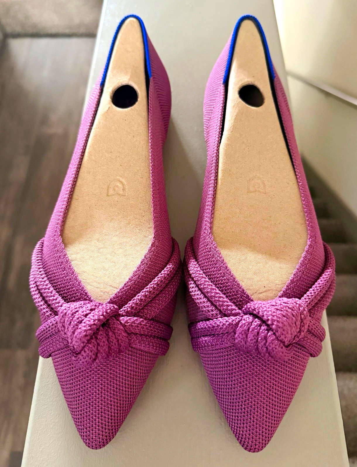 Rothy’s The Knot Point II Mauve Knit Pointed Toe Slip-On Flats Women’s 8.5