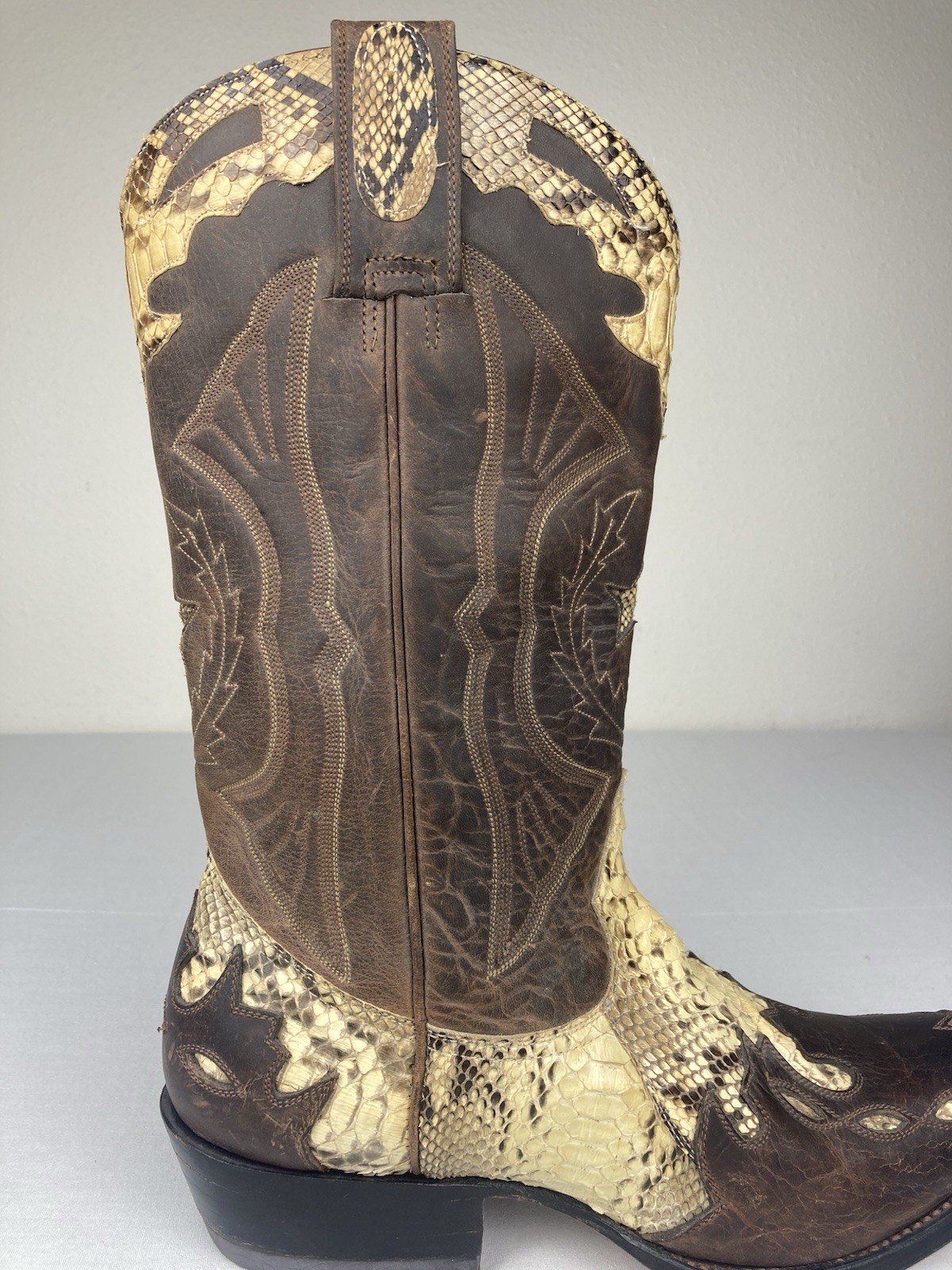 MEXICANA X MONTANA SNAKESKIN & LEATHER WESTERN BOOTS STITCHED WOMENS 9 D WIDE A+