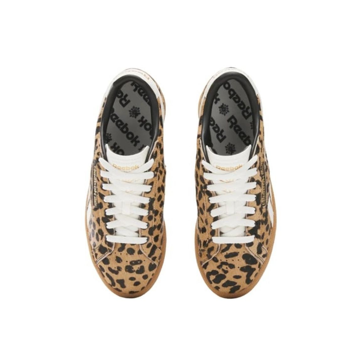 90$ Reebok Club C Grounds UK Features Leopard Print Sneakers Size 6 US / 36 EU