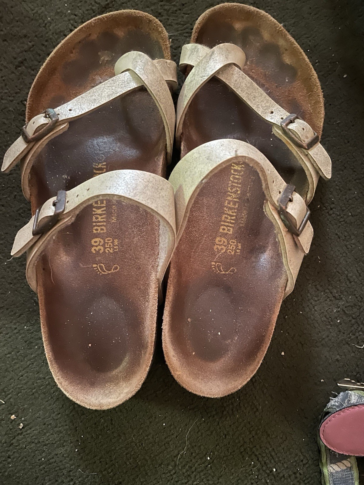Birkenstock Mayari Sandals Womens Size 8 Gold Metallic Cork Footbed Made Germany