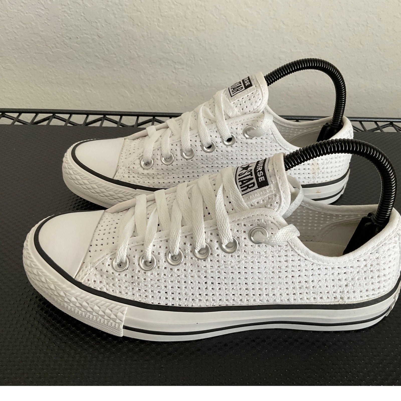 Converse All Star White Perforated Canvas Low Top Sneakers Womens 7