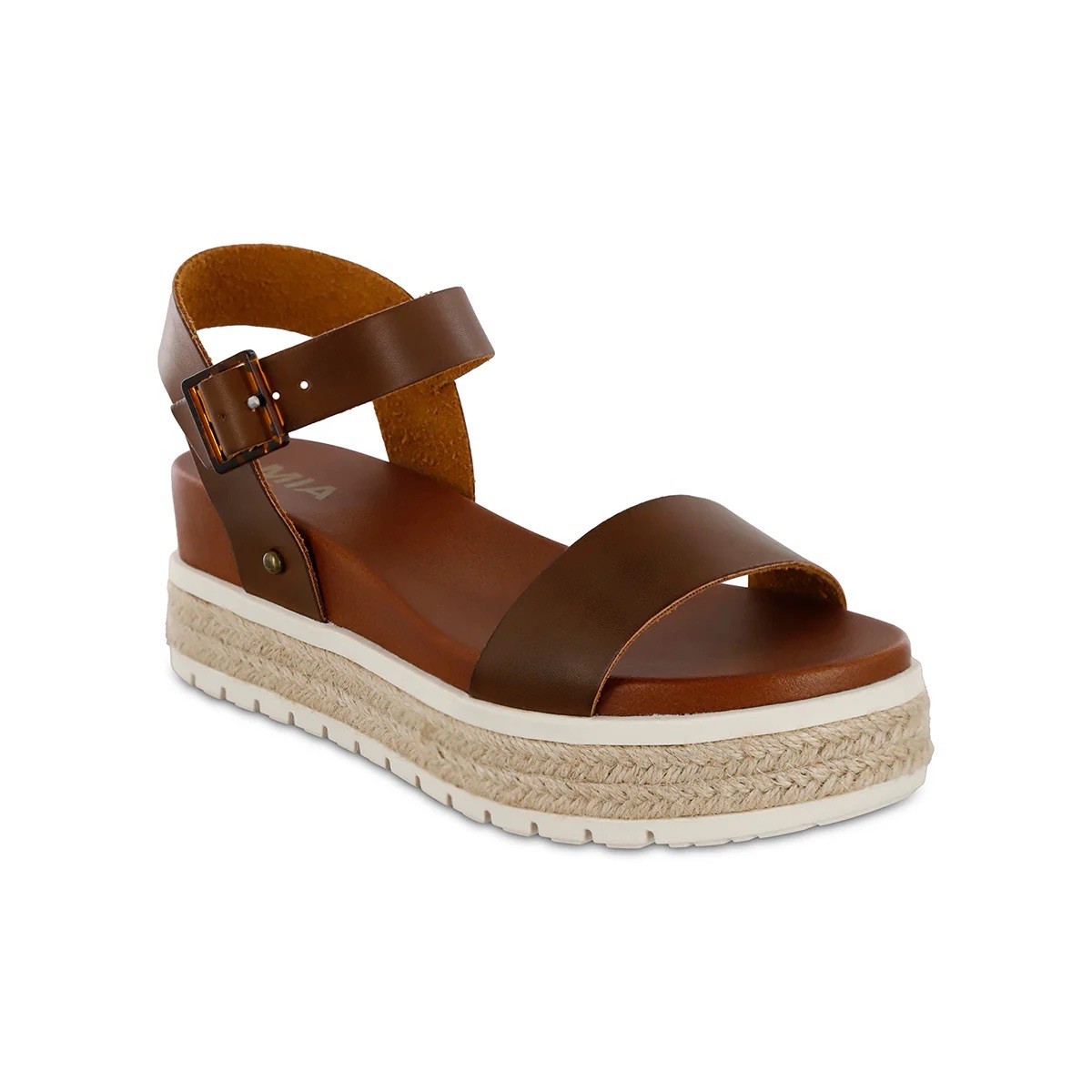 MIA Brown Kiera Platform Ankle Strap Buckle Sandals Synthetic Upper US 6.5