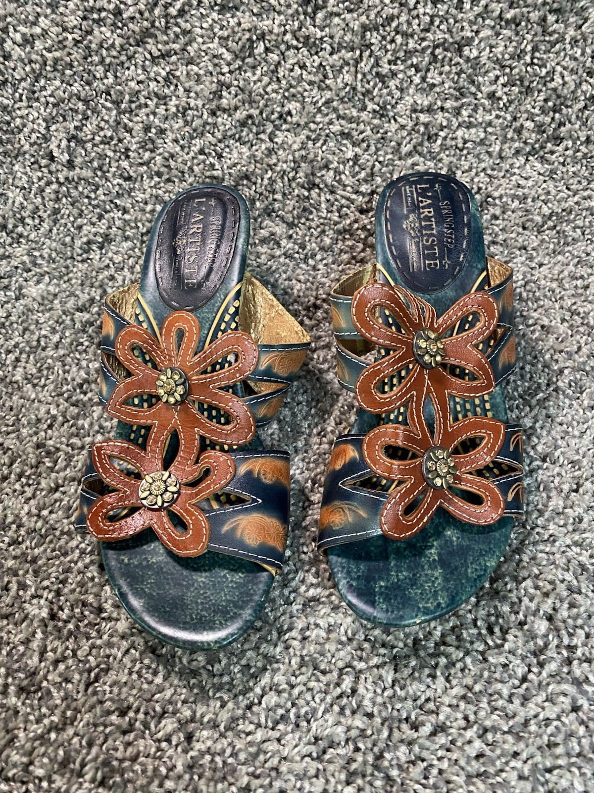 *Vintage* L’Artiste By Spring Step Carlina Leather Slides *Western Core*