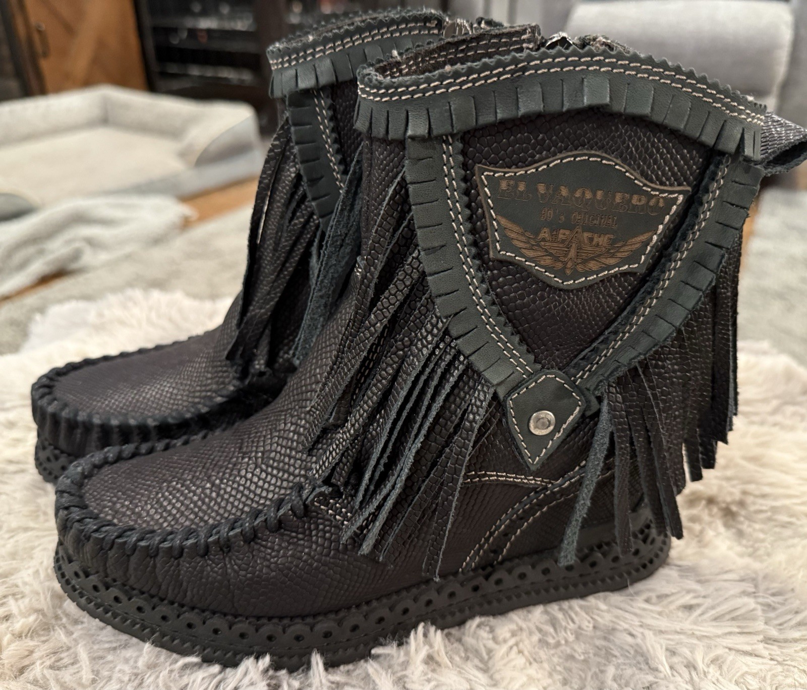 Brand New El Vaquero Ezra Distressed Null Leather Wedge Boots. Size 37 US 7
