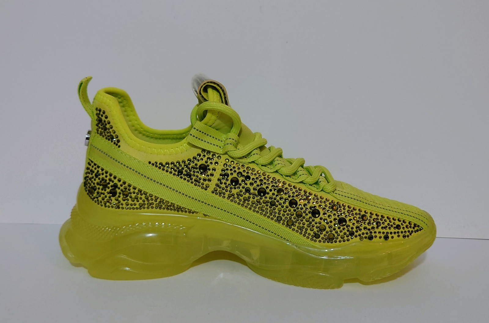Steve Madden Maxima Knit Rhinestone Neon Yellow SM NY90 Size 8.5