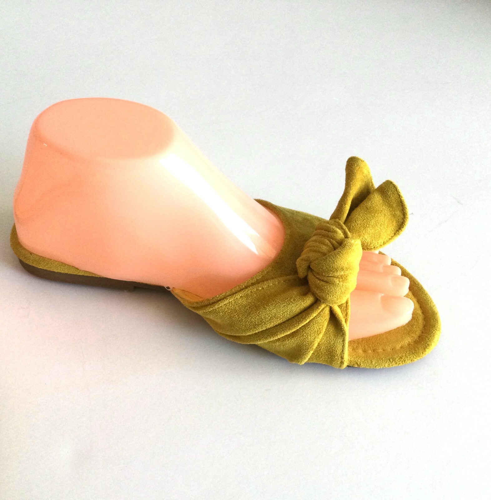 Mustard Yellow Women’s Summer Sandals Size 6.5 Slip On Faux Suede Flats