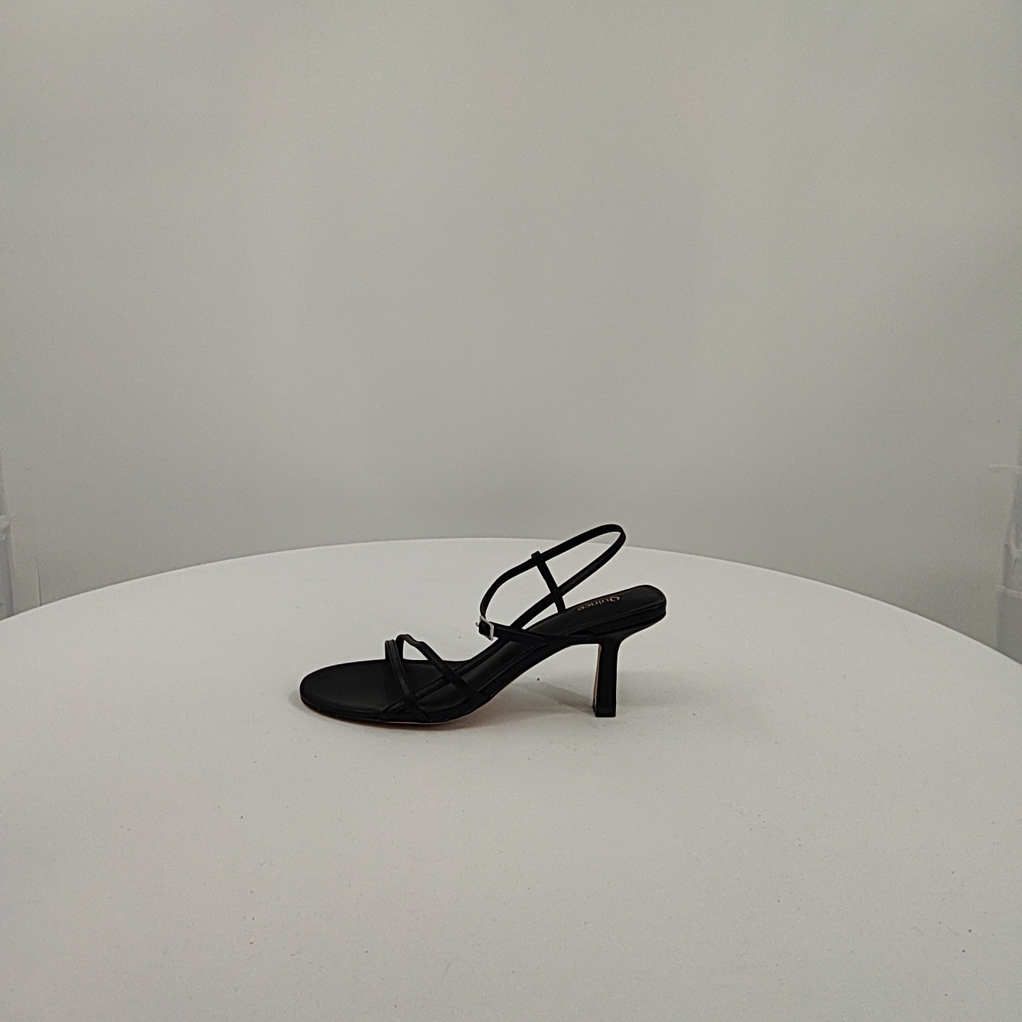 Quince Women Italian Leather 70Mm Strappy Heel Black Shoes 7