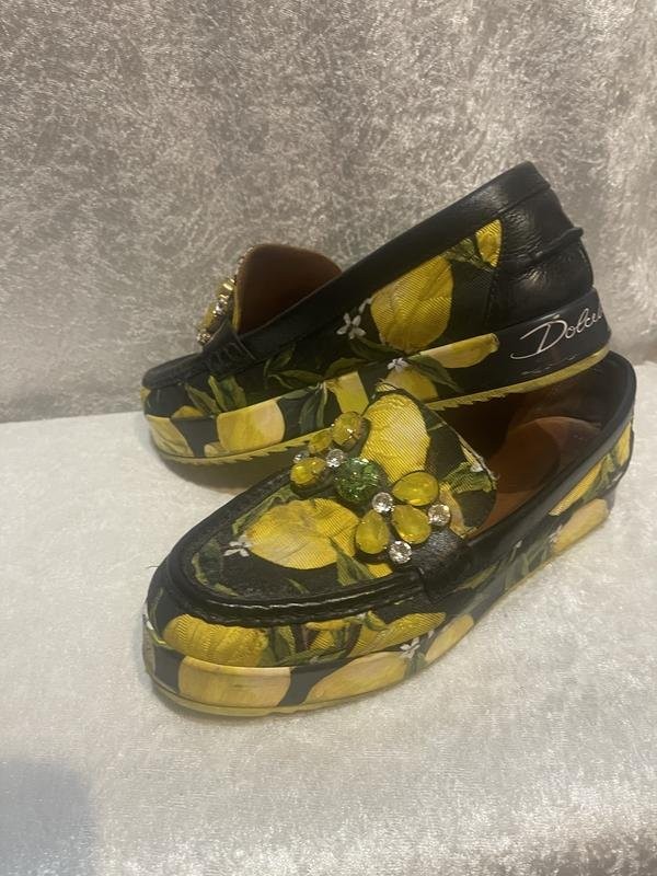 Women Dolce & Gabbana Loafers Yellow Textile 38.5