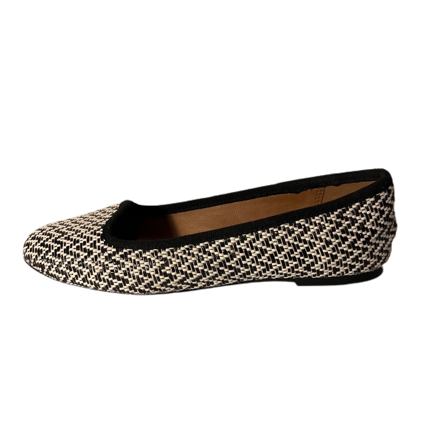 Indigo Rd. Black White Chevron Fabric Flats Slip On Loafers Almond Toe Women 7.5