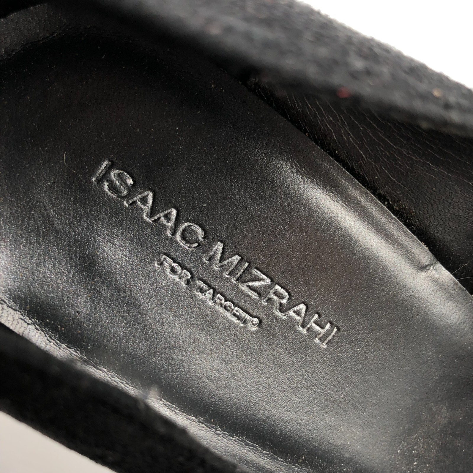 Isaac Mizrahi for Target Gabi Heels Peep Toe Bow Faux Suede Slip On Black Size 9