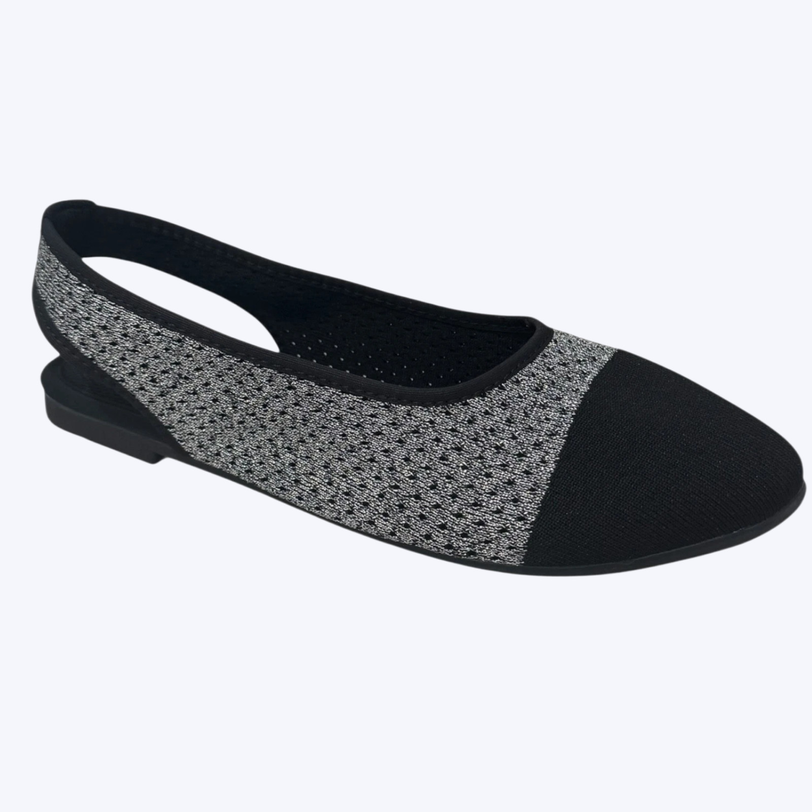 Bernie Mev Alexa Slingback Flats Black Silver Woven Comfort Shoes Size 8 39 NWB