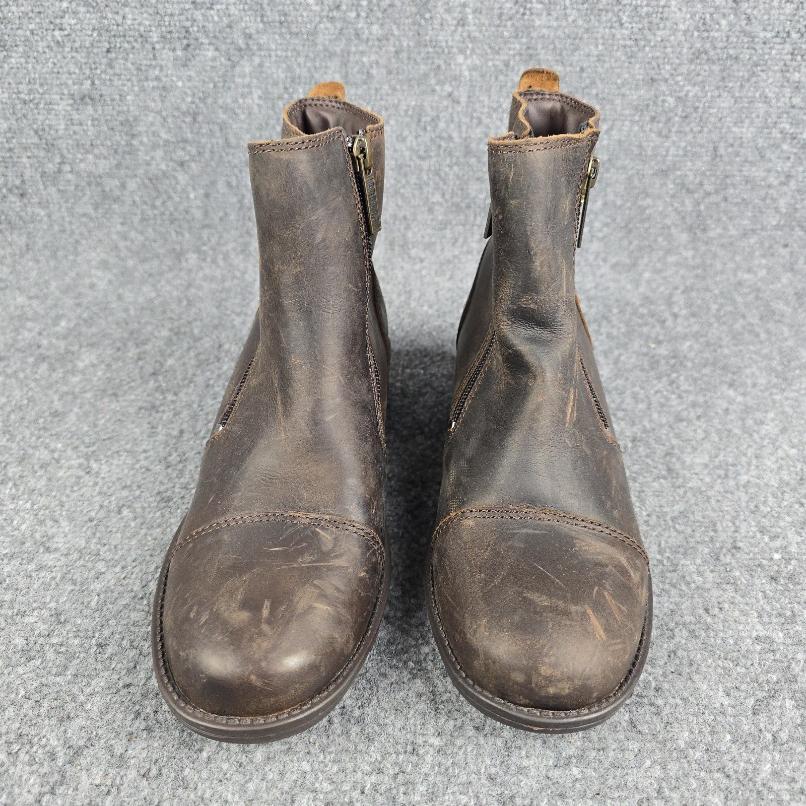 Harley Davidson Women’s Brown Leather Moto Ankle Boots Size 6 Side Zip 83930